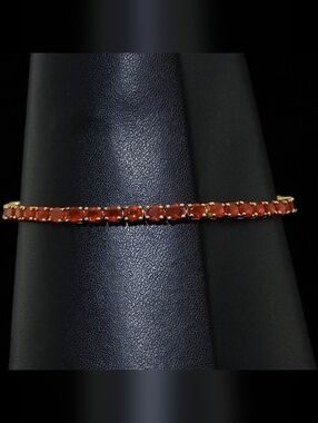 Mexican Cherry Fire Opal Tennis Bracelet 18K Vermeil Yellow Gold 3ctw
